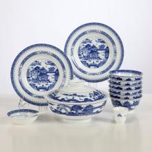 32头釉中国瓷青花梧桐中餐具